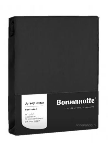 Bonnanotte hoeslaken jersey 180 grams met elastan - Zwart