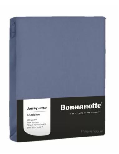 Bonnanotte hoeslaken jersey 180 grams met elastan - Demin Blauw