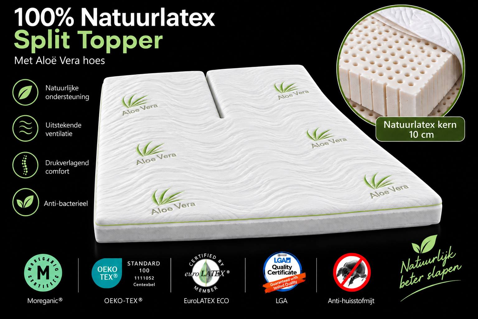 XXL Split-Topdekmatras 100% Latex