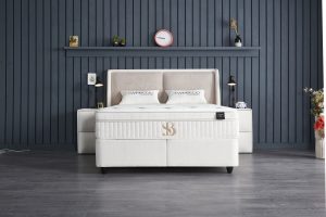 SKYBEDD® Twinbedd Beige boxspring met opbergruimte