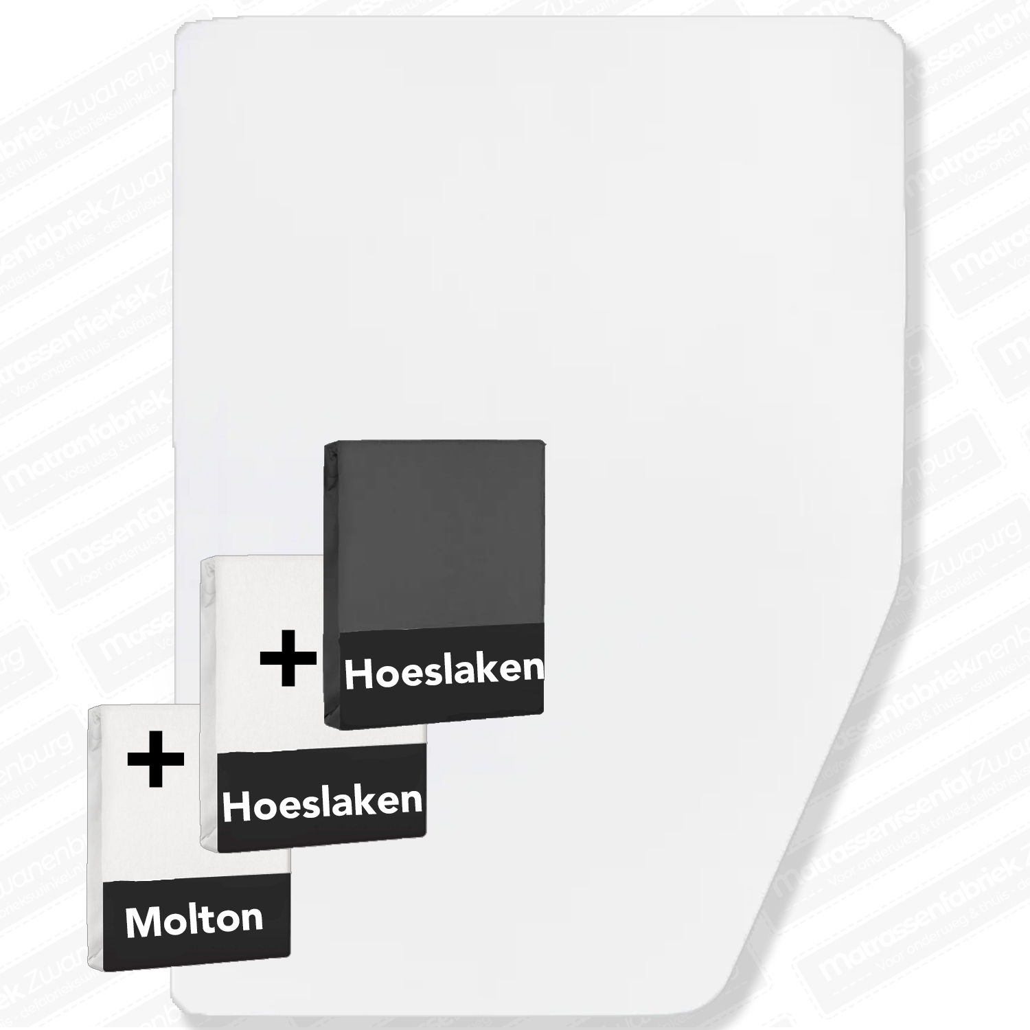 Textielpakket Frans matras 1 molton met 2 hoeslakens - Rechts