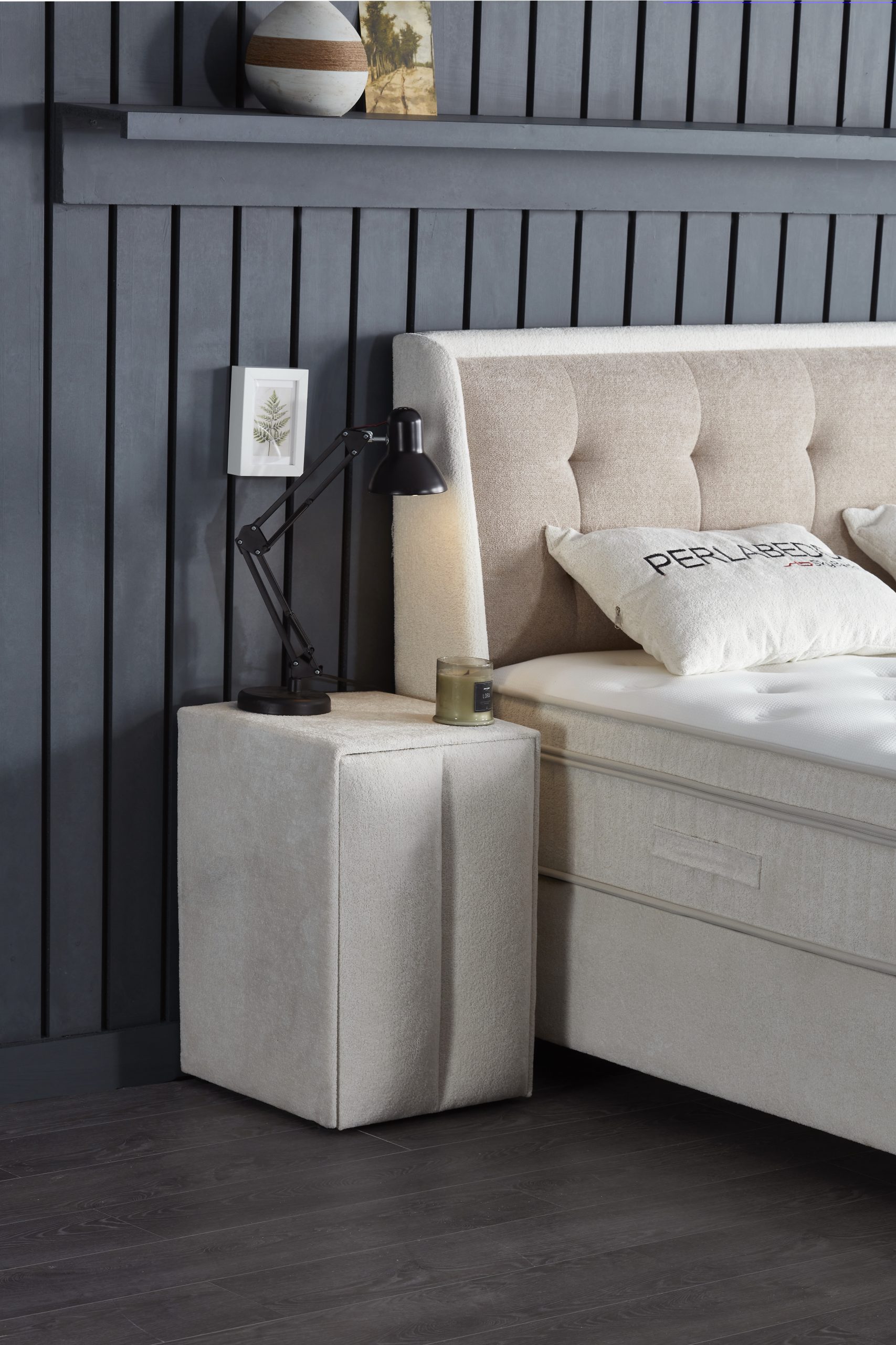 SKYBEDD® Perlabedd beige boxspring met opbergruimte