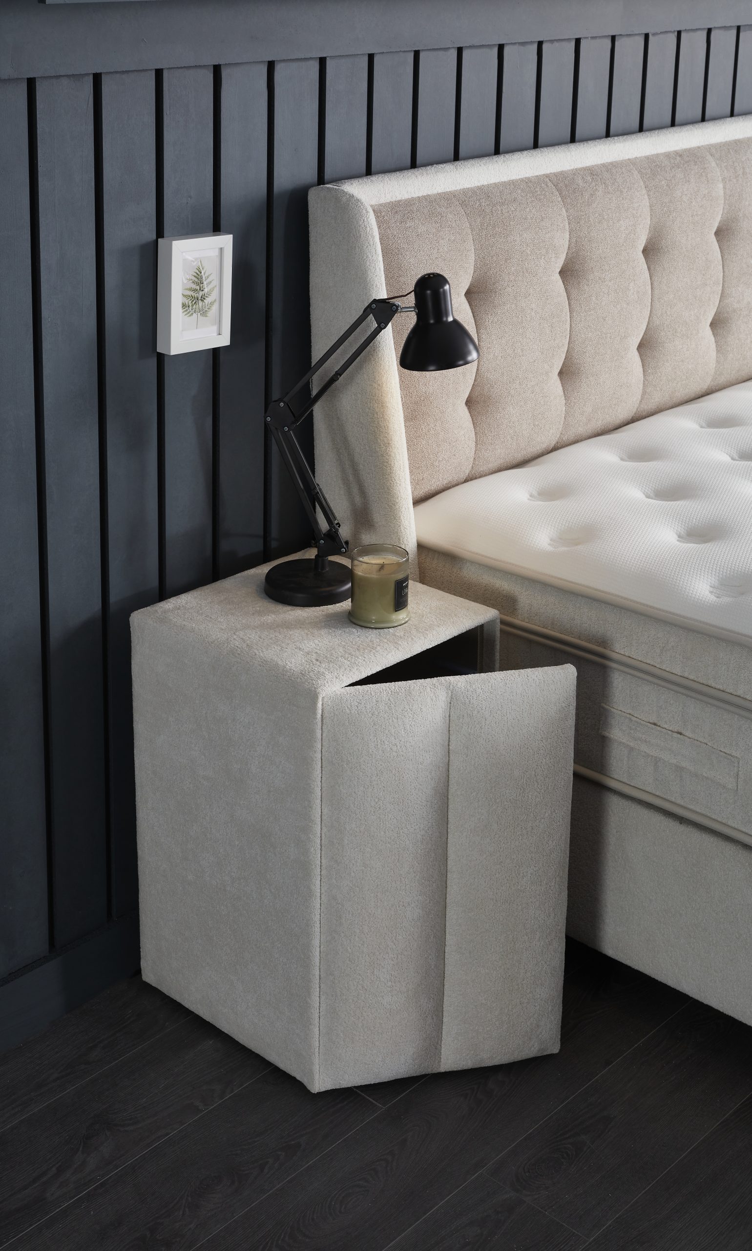 SKYBEDD® Perlabedd beige boxspring met opbergruimte