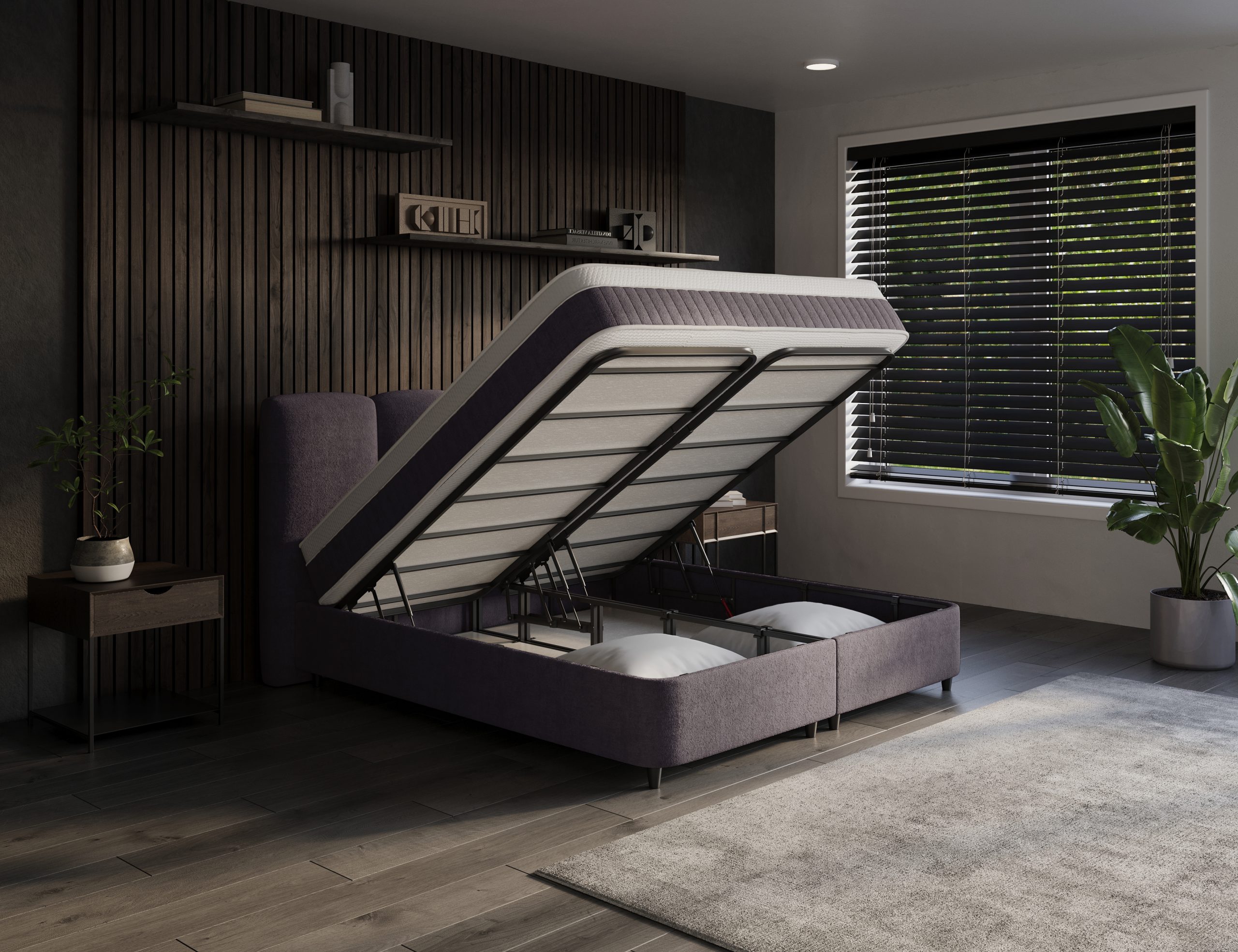 Opbergboxspring Antraciet Allure 140 - 160 - 180 x 200 cm incl matras