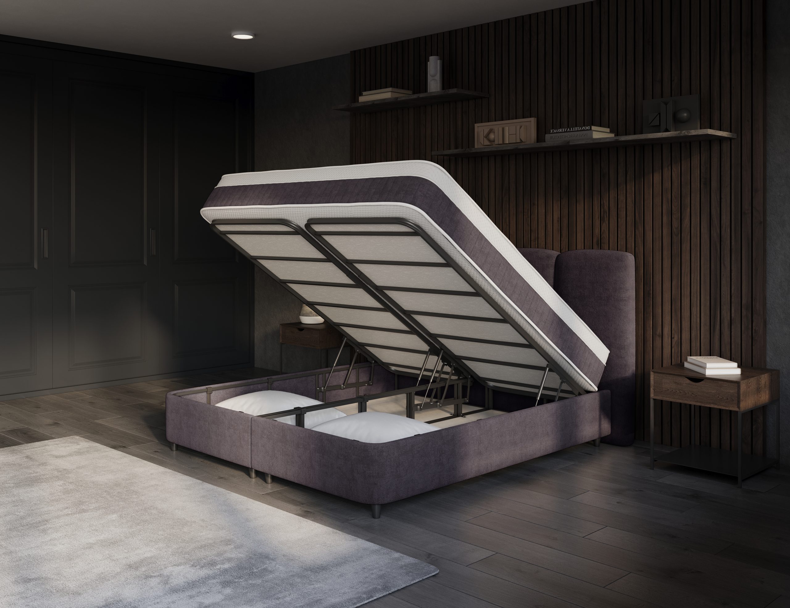 Opbergboxspring Antraciet Allure 140 - 160 - 180 x 200 cm incl matras