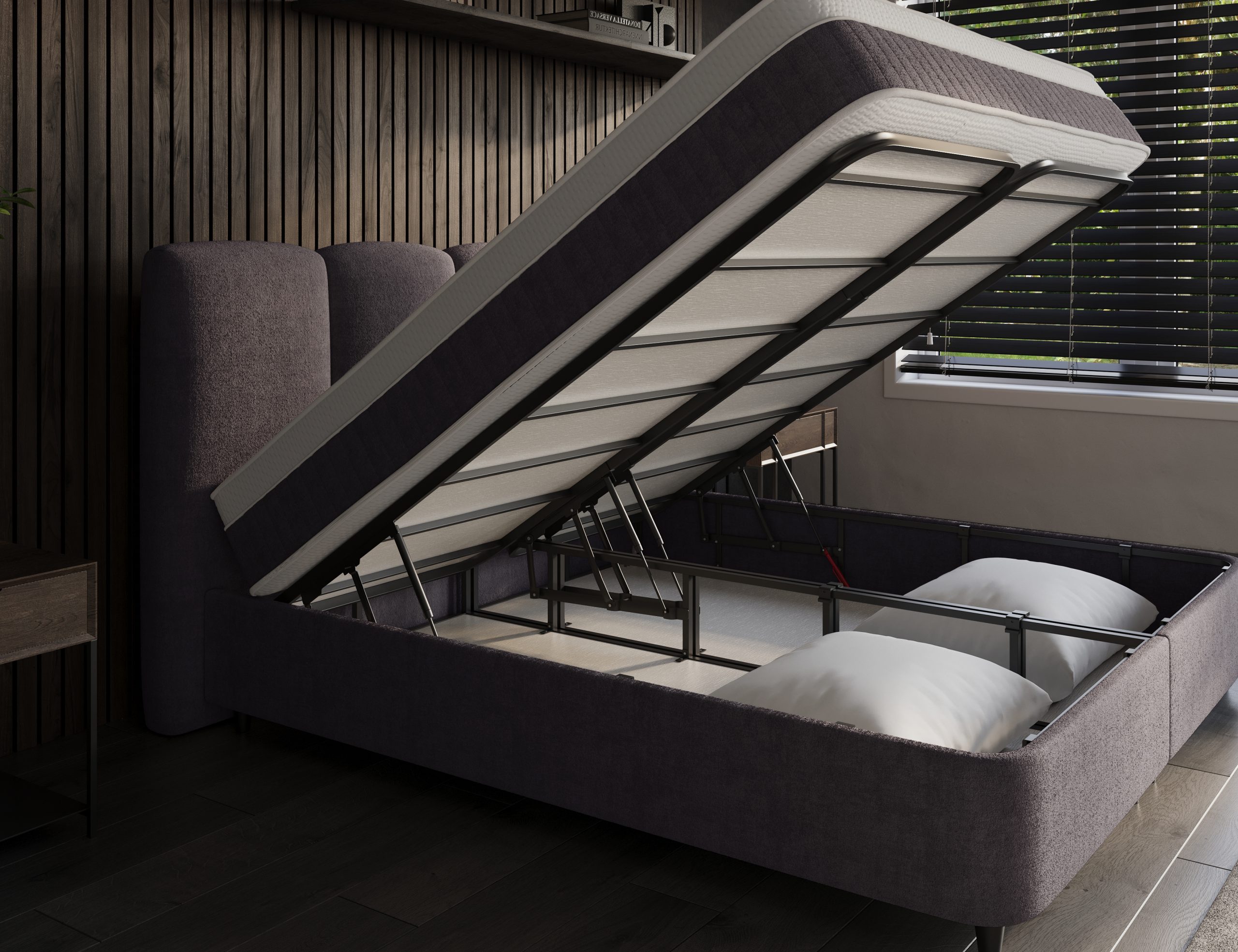 Opbergboxspring Antraciet Allure 140 - 160 - 180 x 200 cm incl matras