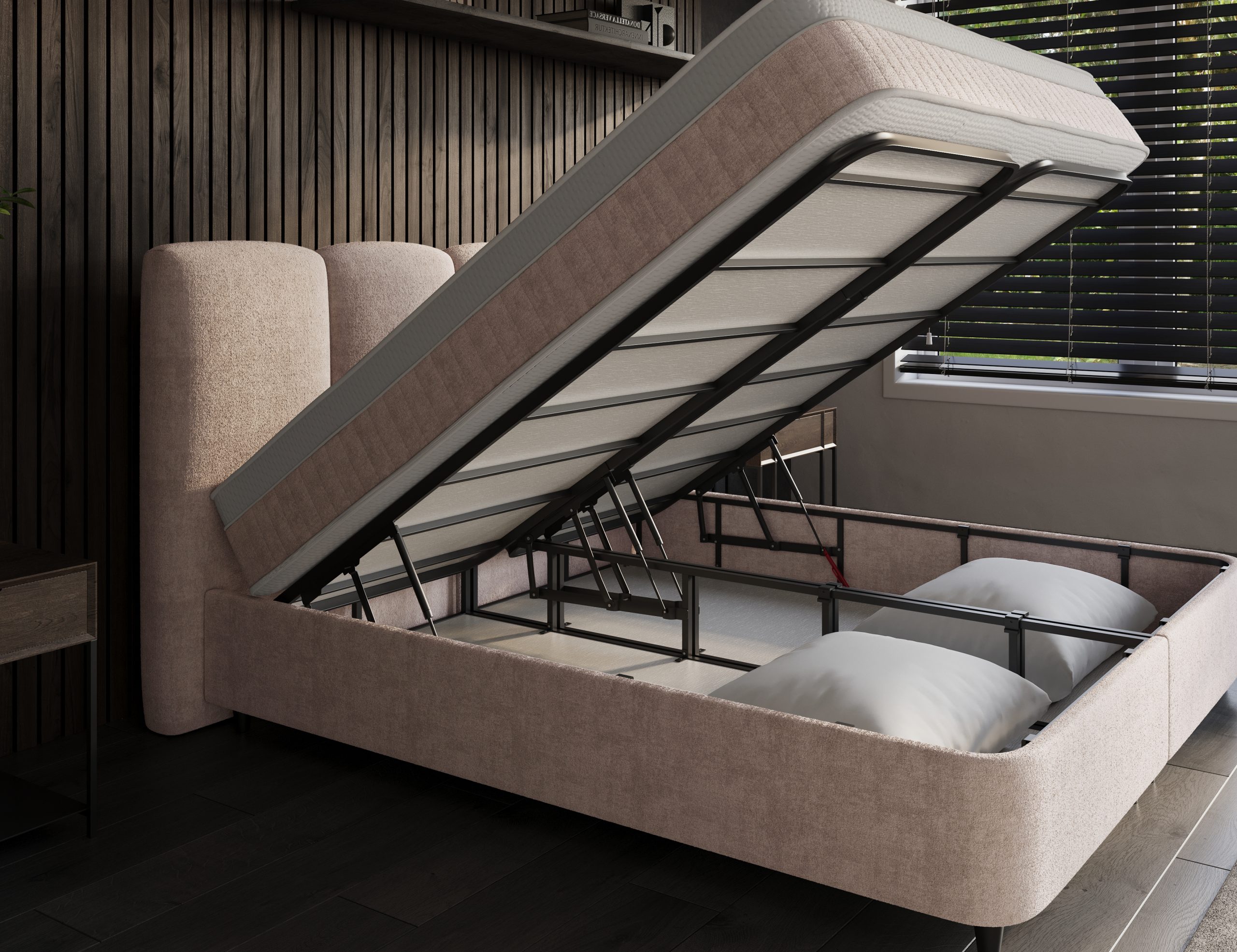 Opbergboxspring Taupe Allure - leverbaar in 140 – 160 – 180 x 200 cm incl. matras