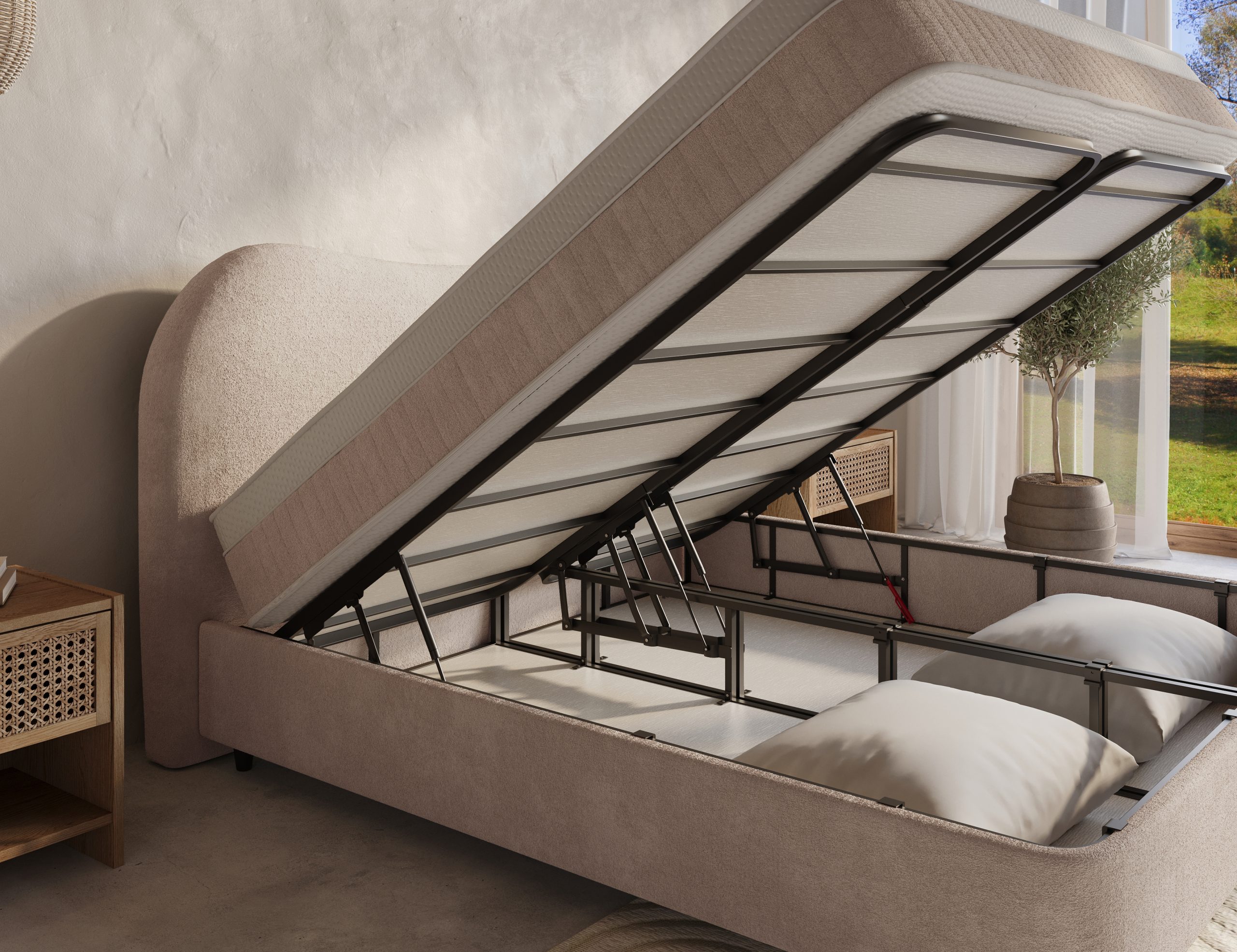 Opbergboxspring Arcus Beige - Leverbaar in 140 - 160 - 180 x 200 cm incl matras