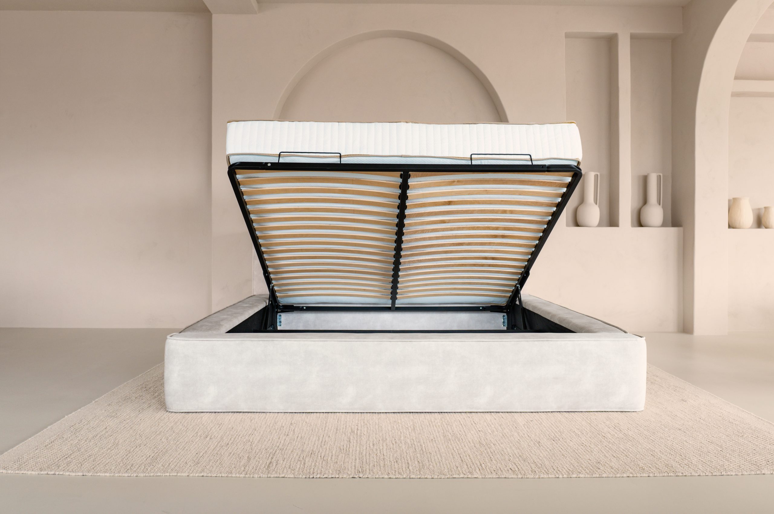 Adore bed met Opbergruimte Pearl Velvet Beige excl. matras - Leverbaar in 140-160-180×200