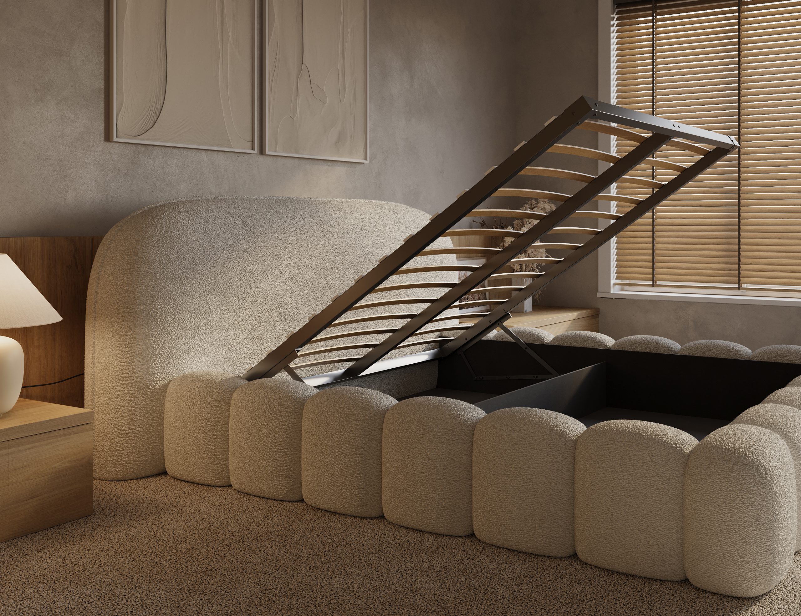 Adore Signature Bed met opbergruimte beige zonder matras Leverbaar in 160×200 en 180×200