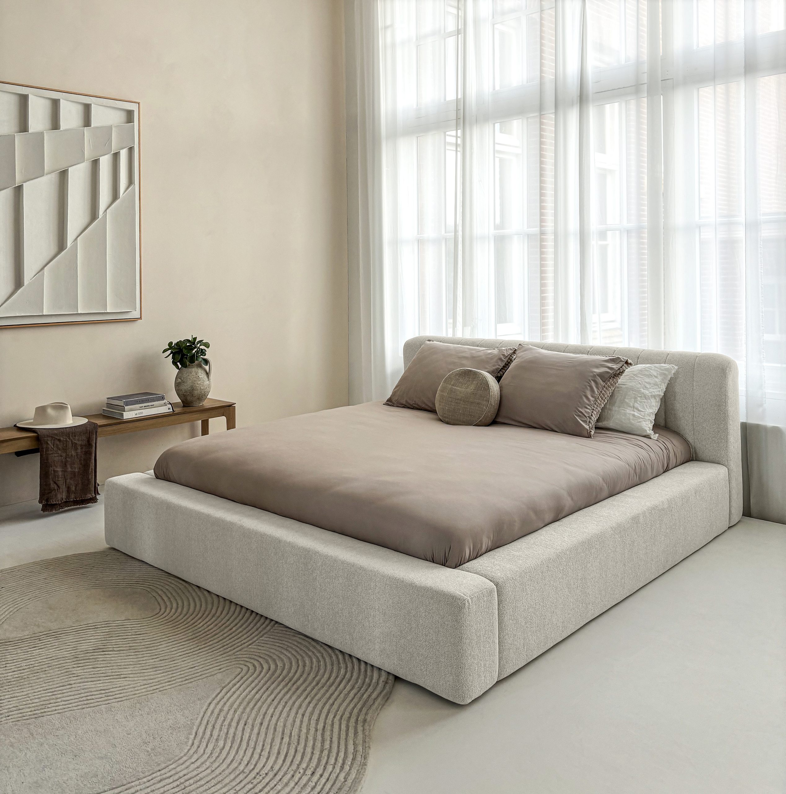 Adore bed met Opbergruimte Edira Beige zonder matras Leverbaar in 140 x 200 -160×200 en 180×200