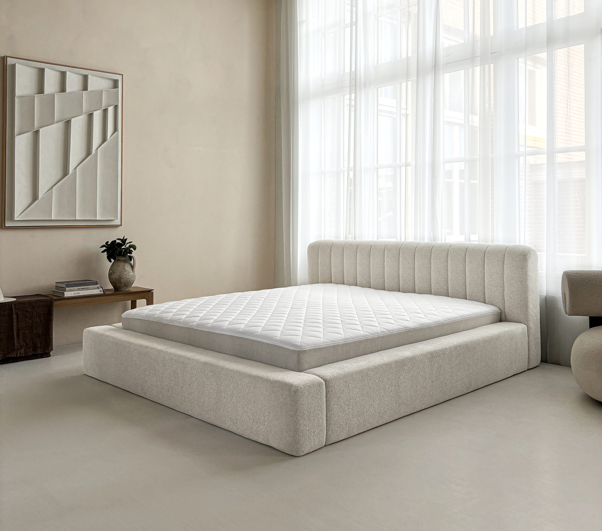 Adore bed met Opbergruimte Edira Beige zonder matras Leverbaar in 140 x 200 -160×200 en 180×200