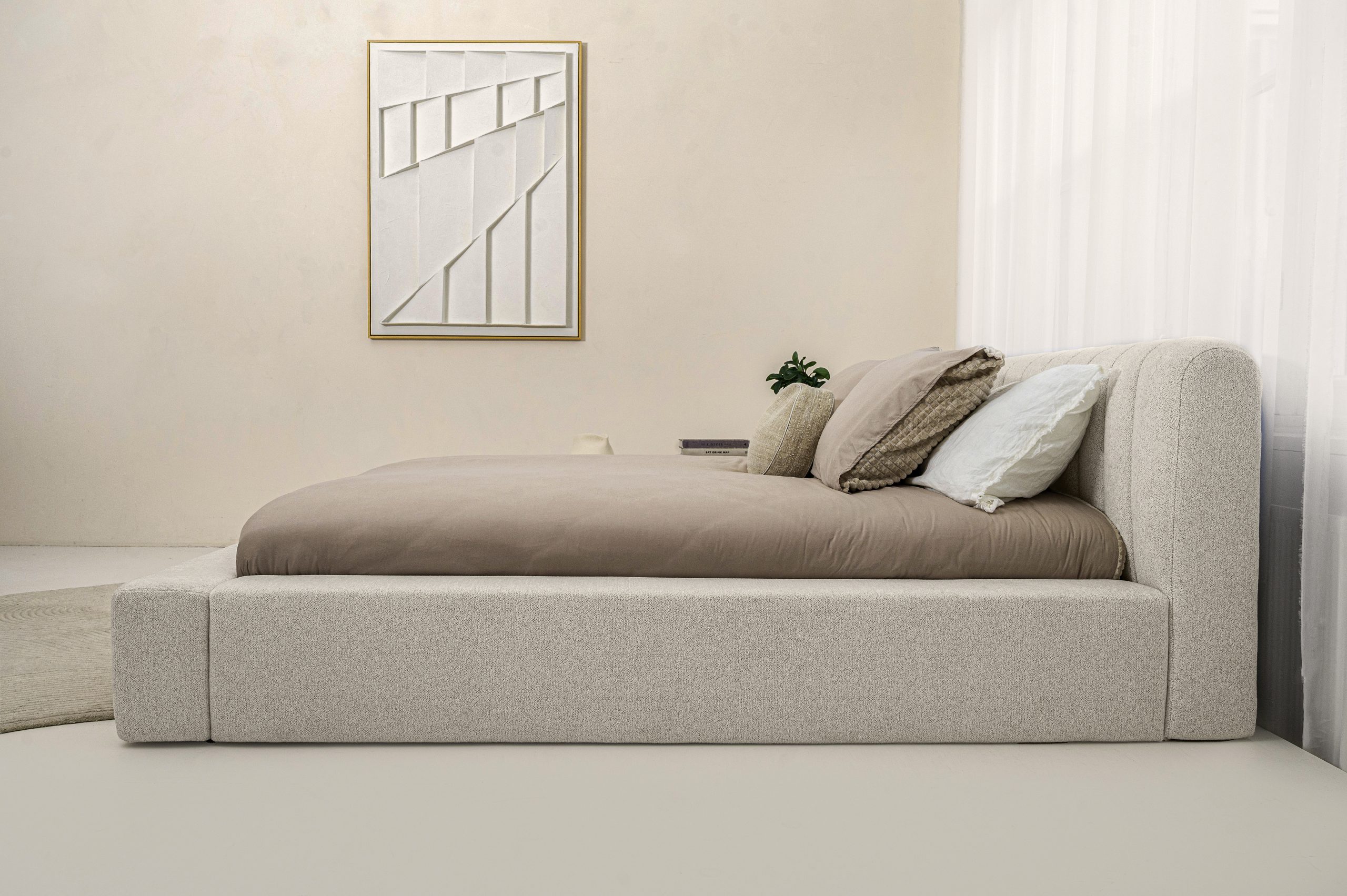 Adore bed met Opbergruimte Edira Beige zonder matras Leverbaar in 140 x 200 -160×200 en 180×200