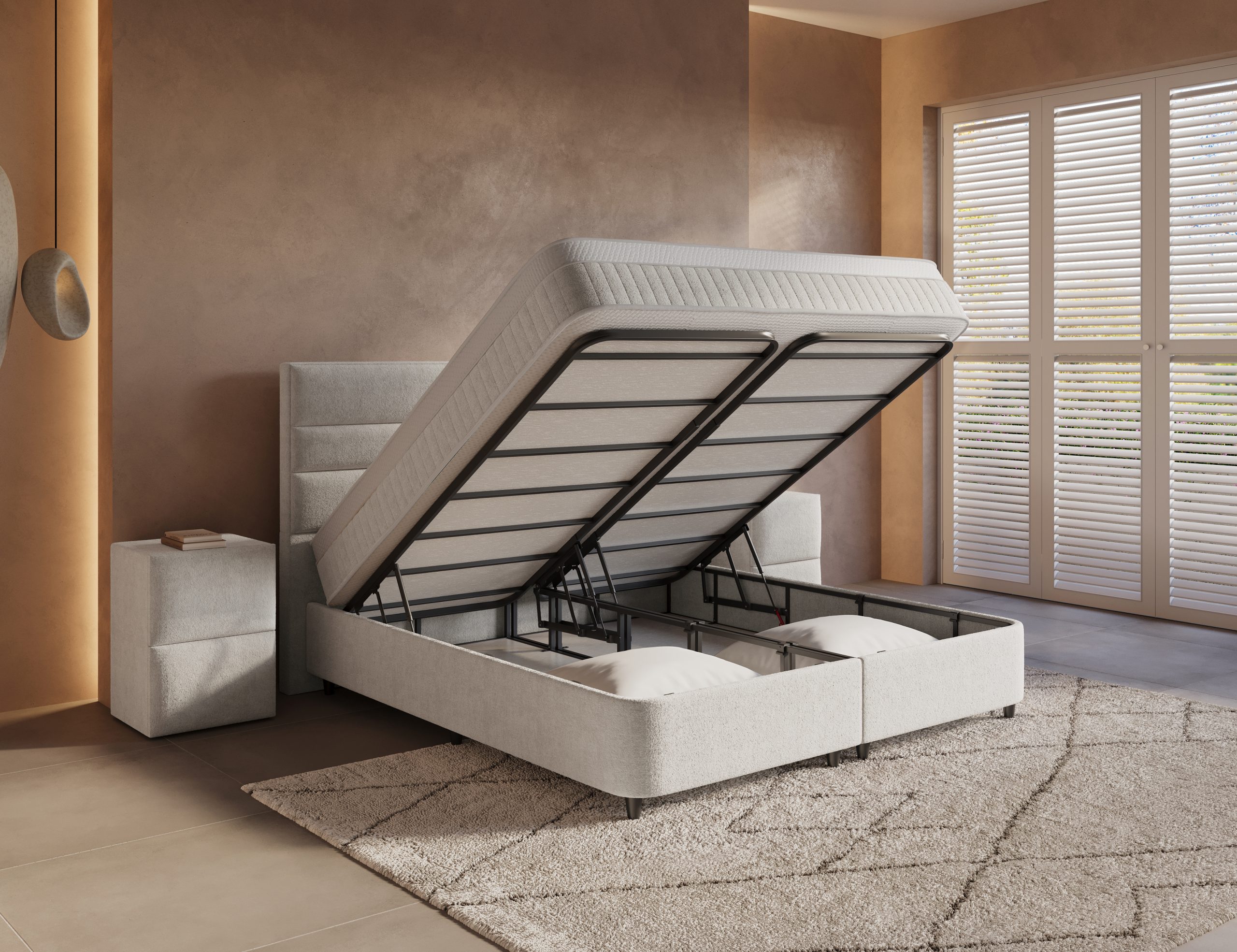 Opbergboxspring Horizon Off-White - Leverbaar in 140 - 160 - 180 x 200 cm incl. matras