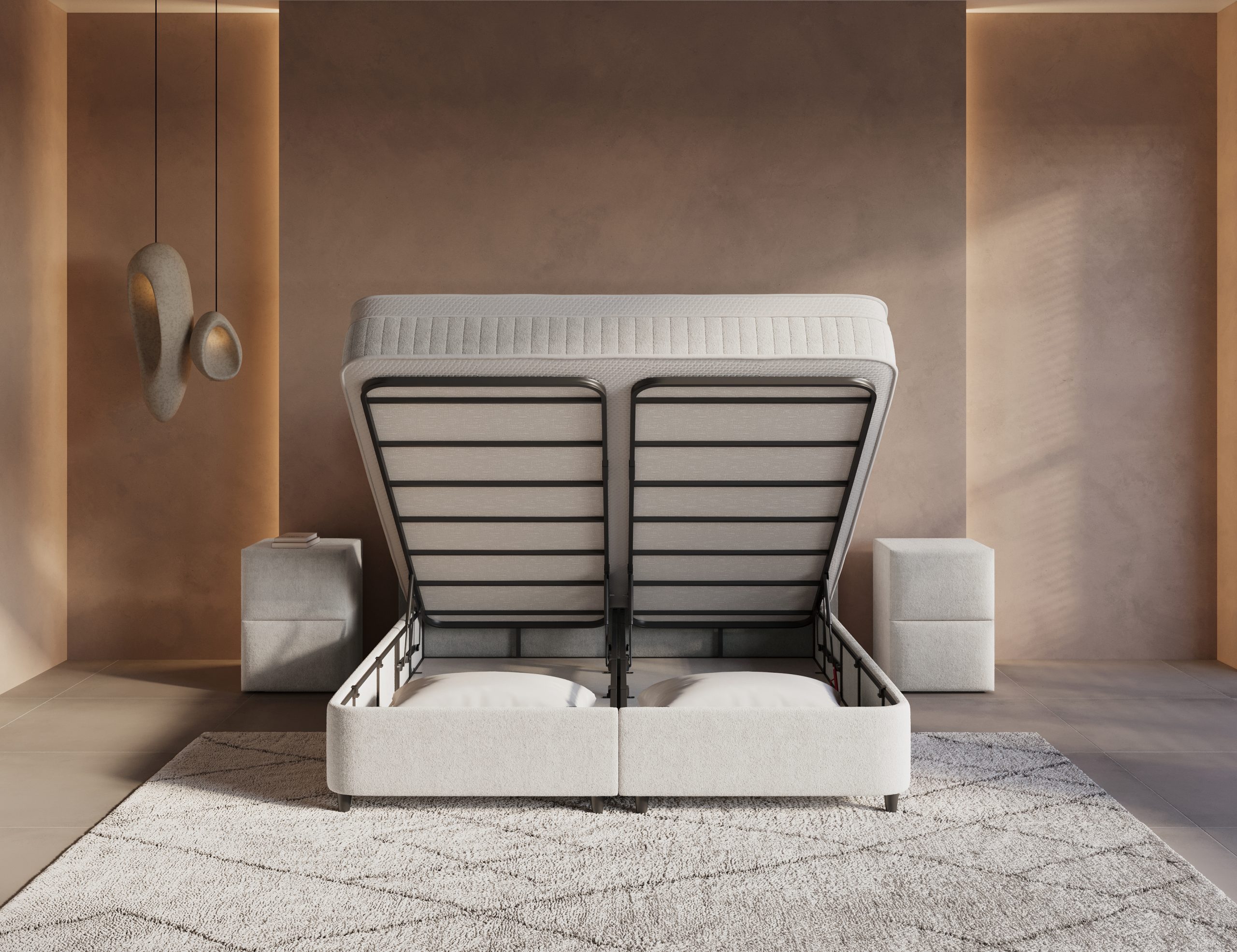 Opbergboxspring Horizon Off-White - Leverbaar in 140 - 160 - 180 x 200 cm incl. matras