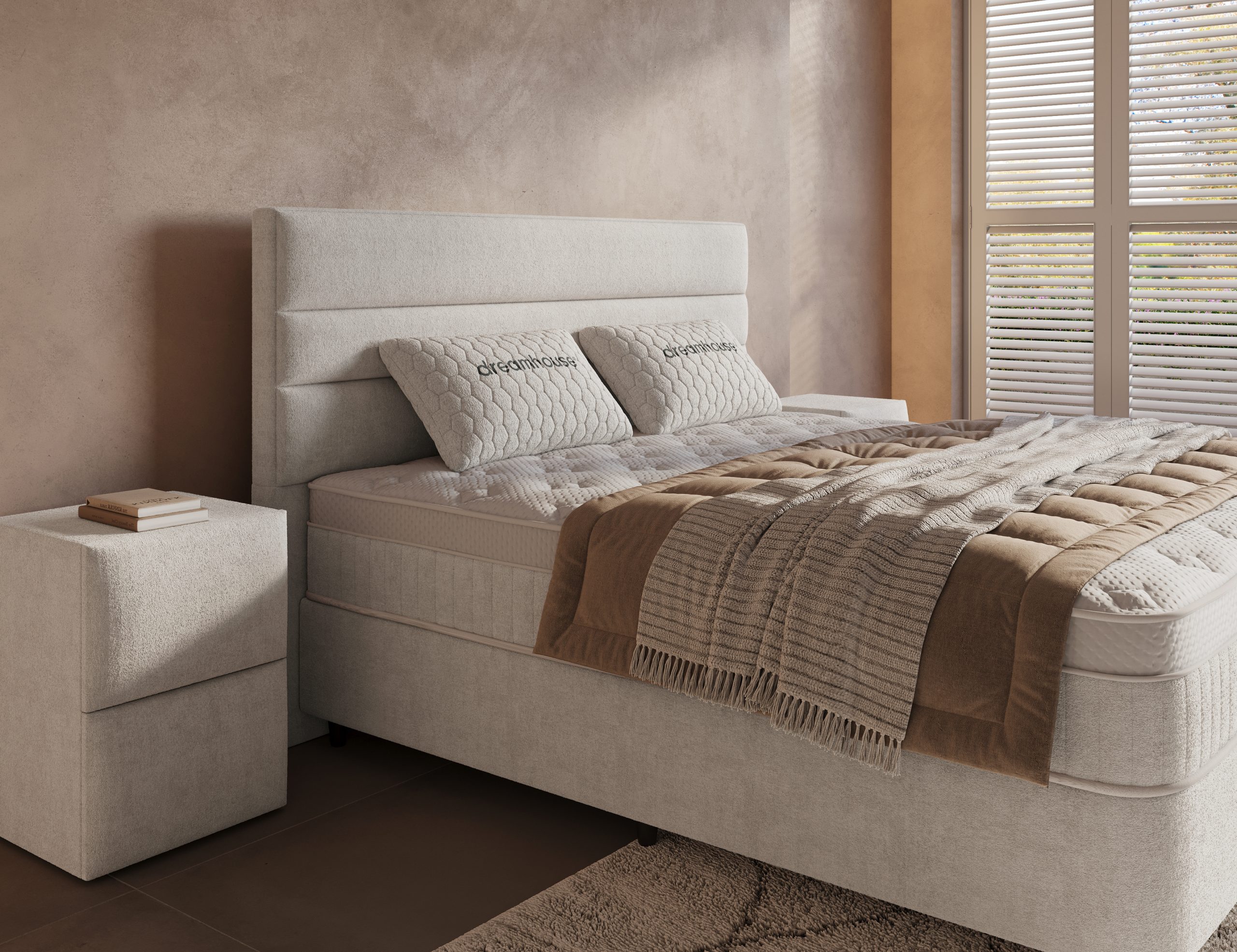 Opbergboxspring Horizon Off-White - Leverbaar in 140 - 160 - 180 x 200 cm incl. matras