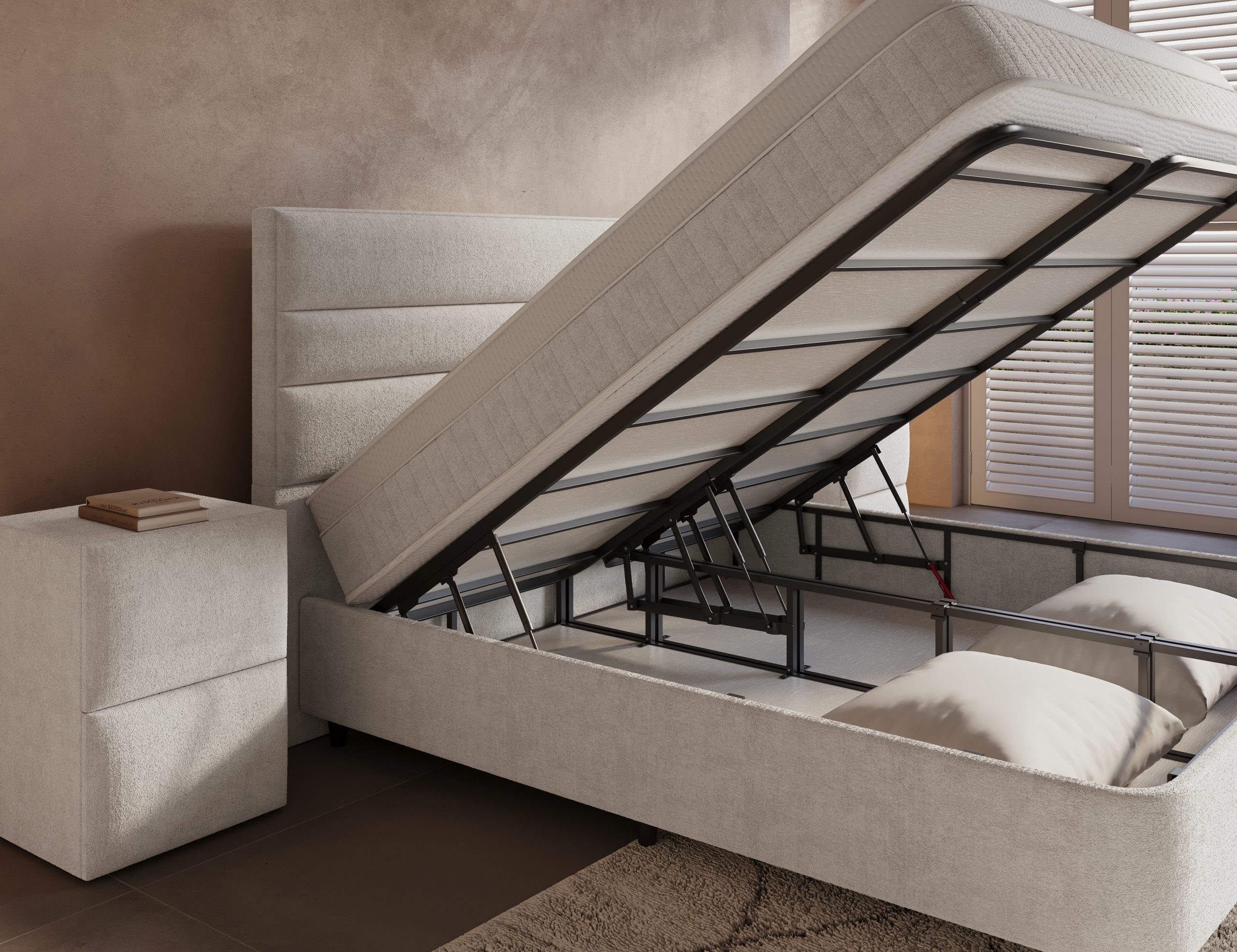 Opbergboxspring Horizon Off-White - Leverbaar in 140 - 160 - 180 x 200 cm incl. matras