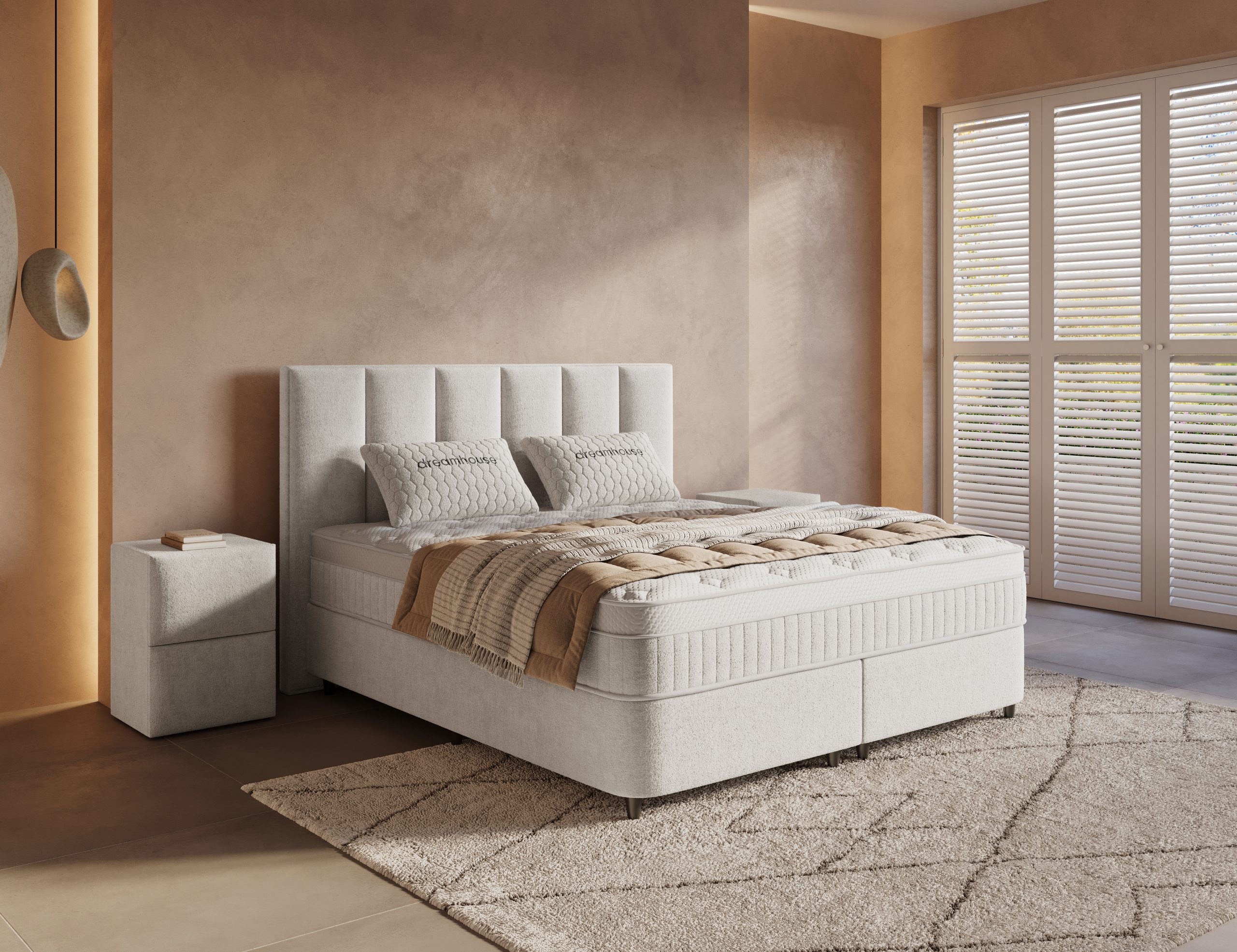 Opbergboxspring beige Linea - Leverbaar in 140 - 160 - 180 x 200 cm incl. matras