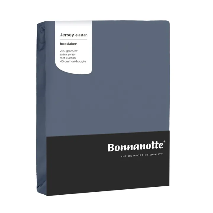 Bonnanotte hoeslaken jersey 260 grams met elastan - Blauw