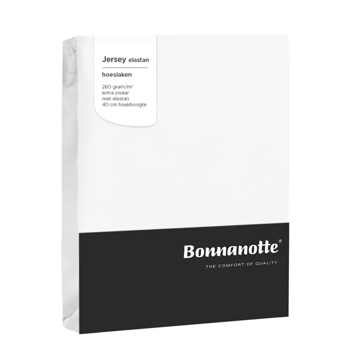 Bonnanotte hoeslaken jersey 260 grams met elastan - Wit